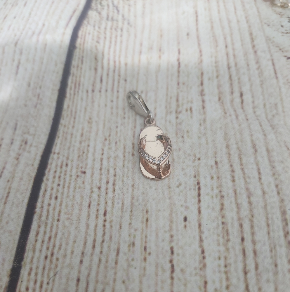 Elegant Gold and Silver Flip Flop Charm